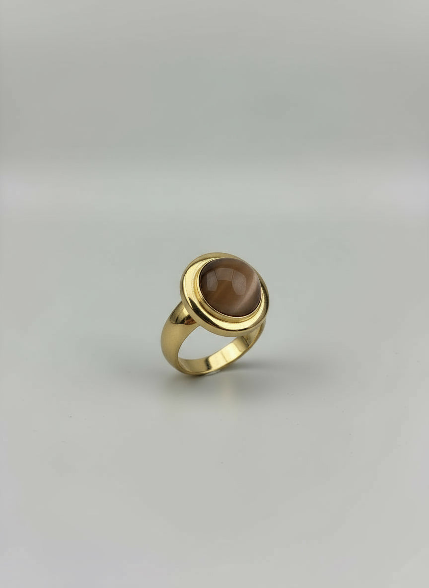 Bague Pierre ronde marron